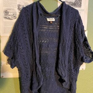 Navy Blue Sonoma Crochet Short-Sleeve Cardigan